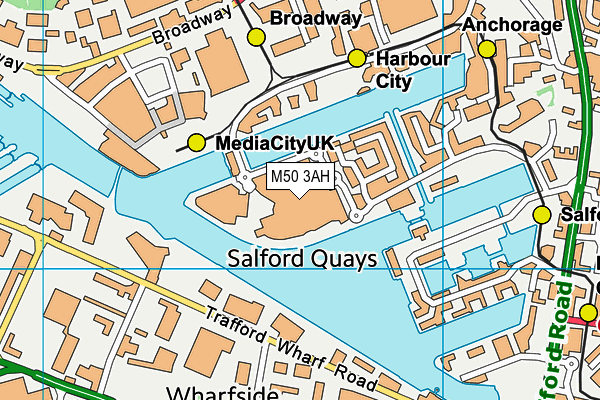 Virgin Active (Salford Quays) map (M50 3AH) - OS VectorMap District (Ordnance Survey)