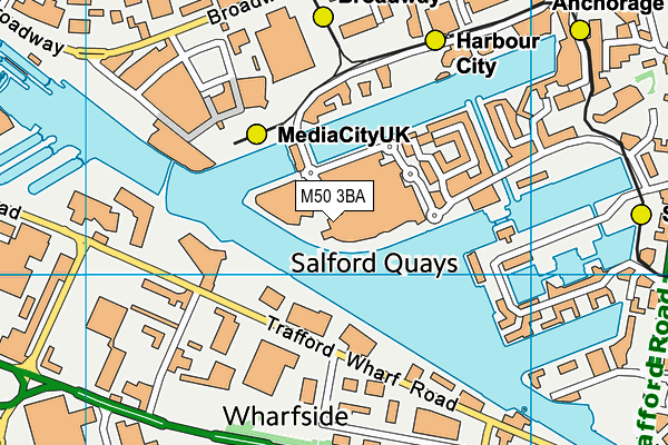 M50 3BA map - OS VectorMap District (Ordnance Survey)