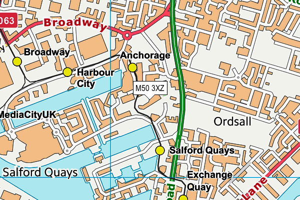 M50 3XZ map - OS VectorMap District (Ordnance Survey)