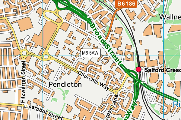 M6 5AW map - OS VectorMap District (Ordnance Survey)