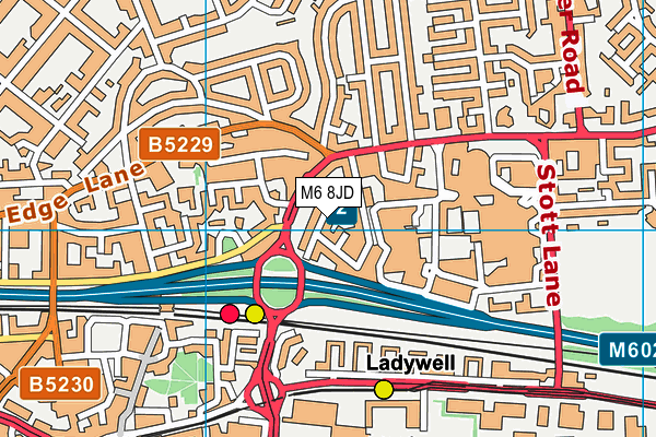 M6 8JD map - OS VectorMap District (Ordnance Survey)