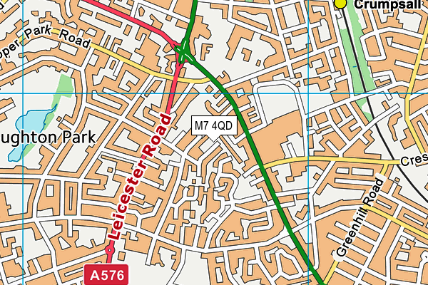 M7 4QD map - OS VectorMap District (Ordnance Survey)