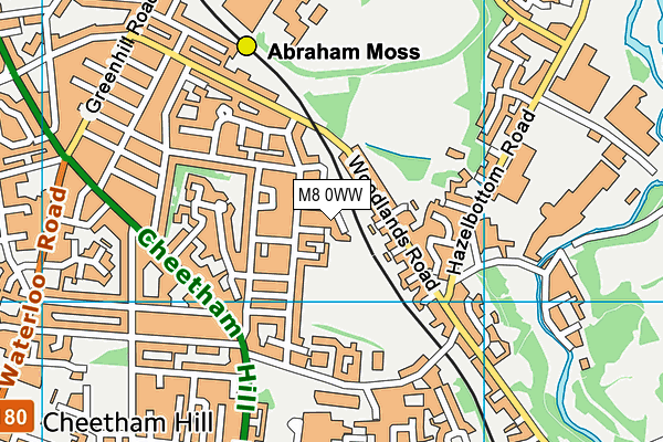 M8 0WW map - OS VectorMap District (Ordnance Survey)