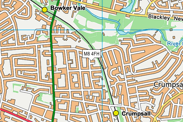 M8 4FH map - OS VectorMap District (Ordnance Survey)