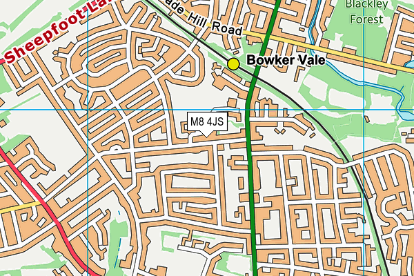 M8 4JS map - OS VectorMap District (Ordnance Survey)