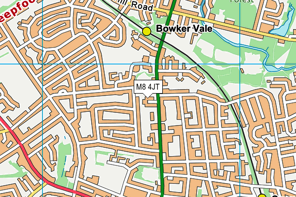 M8 4JT map - OS VectorMap District (Ordnance Survey)