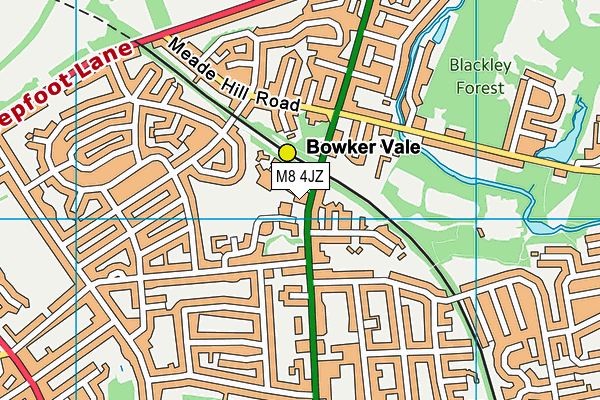 M8 4JZ map - OS VectorMap District (Ordnance Survey)