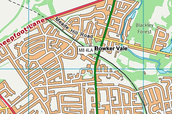 M8 4LA map - OS VectorMap District (Ordnance Survey)