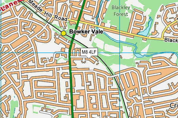 M8 4LF map - OS VectorMap District (Ordnance Survey)