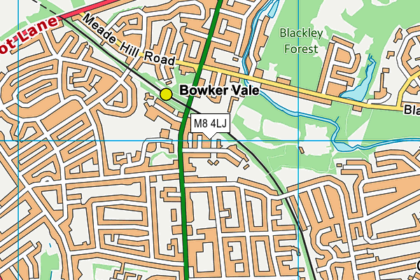 M8 4LJ map - OS VectorMap District (Ordnance Survey)