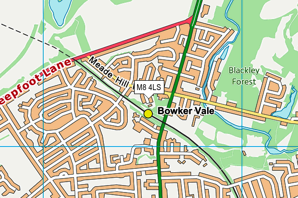 M8 4LS map - OS VectorMap District (Ordnance Survey)