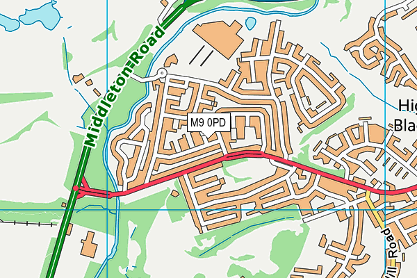 M9 0PD map - OS VectorMap District (Ordnance Survey)