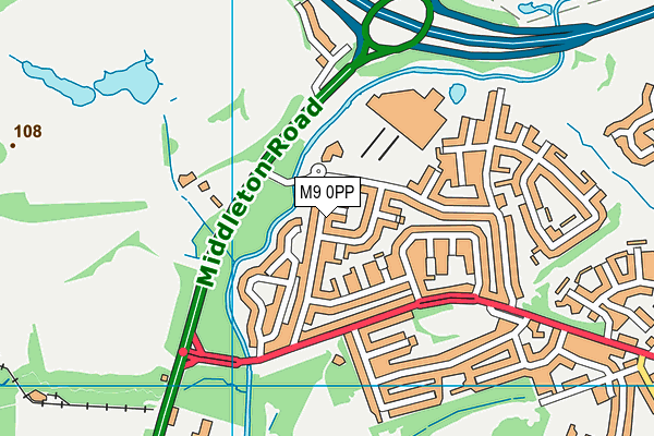 M9 0PP map - OS VectorMap District (Ordnance Survey)