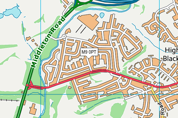 M9 0PT map - OS VectorMap District (Ordnance Survey)