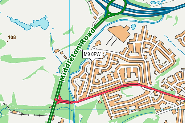 M9 0PW map - OS VectorMap District (Ordnance Survey)