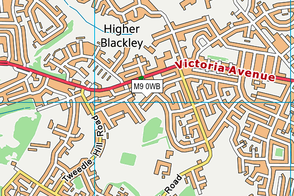 M9 0WB map - OS VectorMap District (Ordnance Survey)