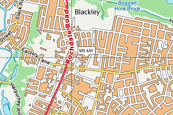 M9 4AY map - OS VectorMap District (Ordnance Survey)