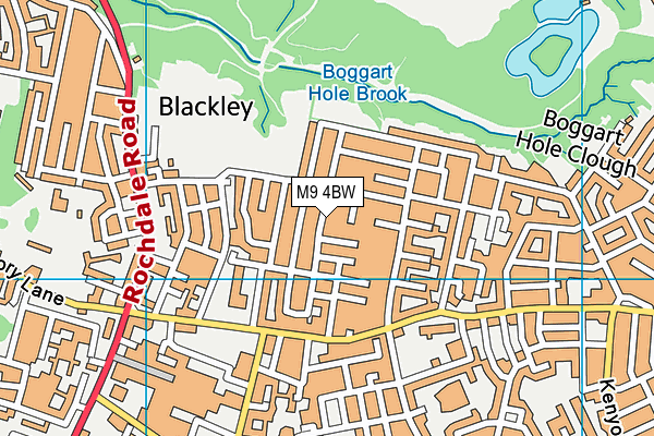 M9 4BW map - OS VectorMap District (Ordnance Survey)