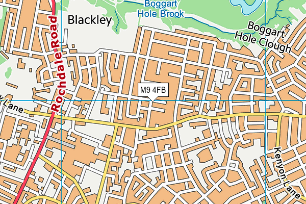 M9 4FB map - OS VectorMap District (Ordnance Survey)