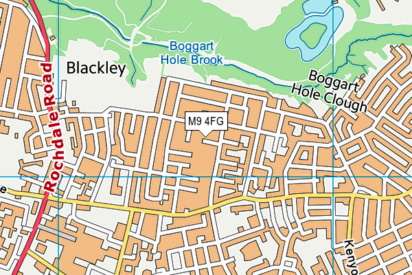 M9 4FG map - OS VectorMap District (Ordnance Survey)
