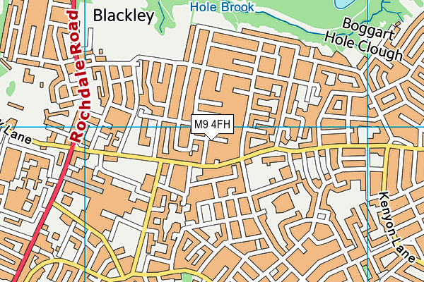 M9 4FH map - OS VectorMap District (Ordnance Survey)