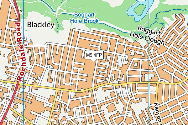 M9 4FP map - OS VectorMap District (Ordnance Survey)