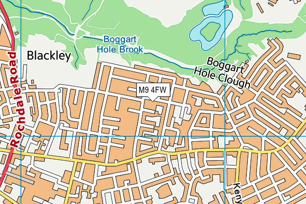 M9 4FW map - OS VectorMap District (Ordnance Survey)