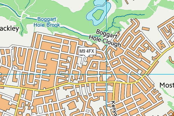 M9 4FX map - OS VectorMap District (Ordnance Survey)