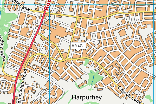 M9 4GJ map - OS VectorMap District (Ordnance Survey)