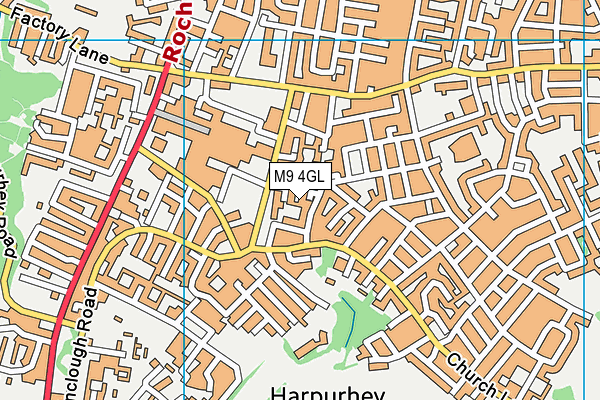 M9 4GL map - OS VectorMap District (Ordnance Survey)