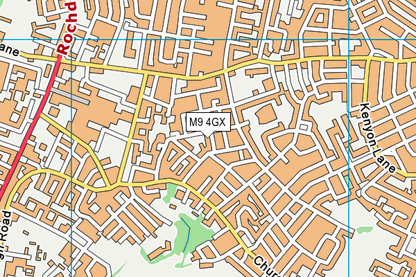 M9 4GX map - OS VectorMap District (Ordnance Survey)
