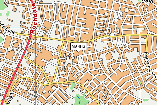 M9 4HS map - OS VectorMap District (Ordnance Survey)