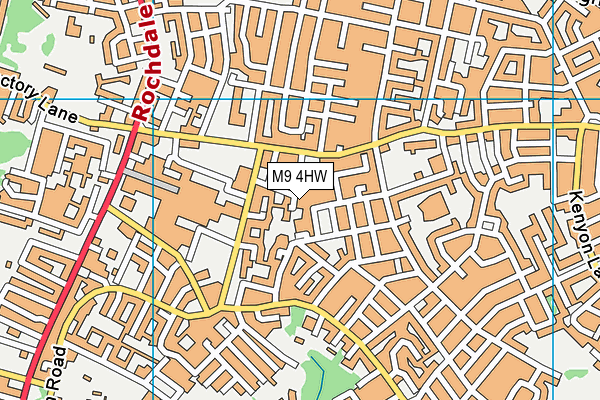 M9 4HW map - OS VectorMap District (Ordnance Survey)