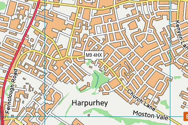 M9 4HX map - OS VectorMap District (Ordnance Survey)