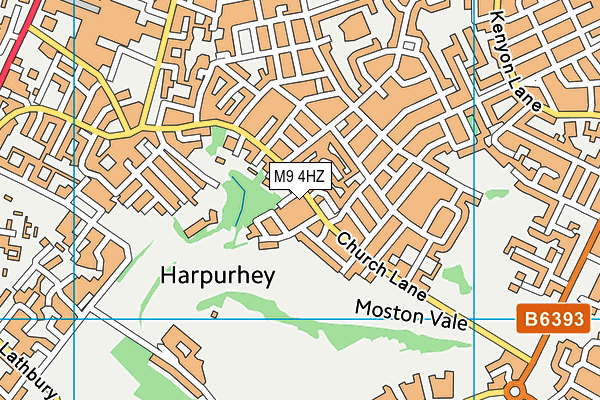 M9 4HZ map - OS VectorMap District (Ordnance Survey)