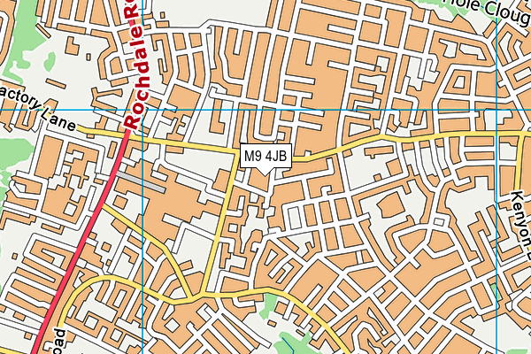 M9 4JB map - OS VectorMap District (Ordnance Survey)