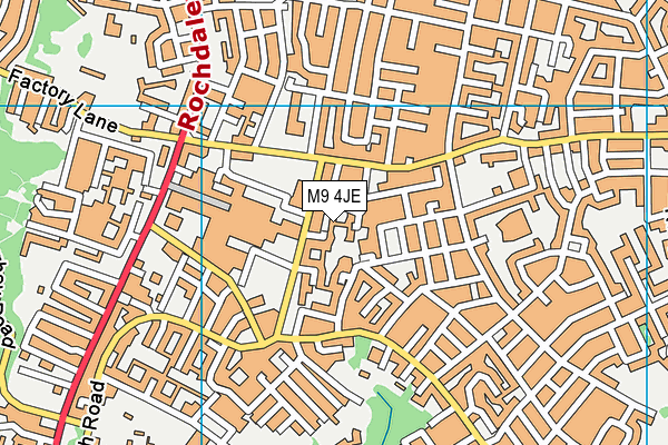 M9 4JE map - OS VectorMap District (Ordnance Survey)