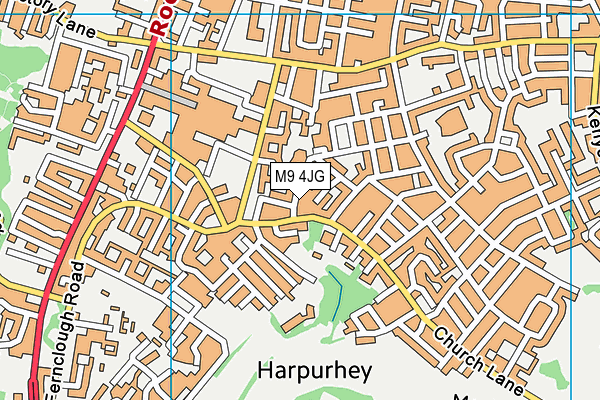 M9 4JG map - OS VectorMap District (Ordnance Survey)