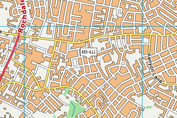 M9 4JJ map - OS VectorMap District (Ordnance Survey)