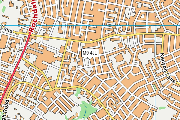M9 4JL map - OS VectorMap District (Ordnance Survey)