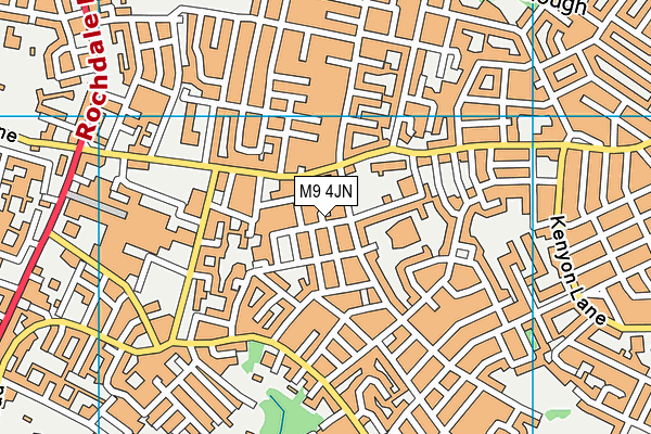 M9 4JN map - OS VectorMap District (Ordnance Survey)