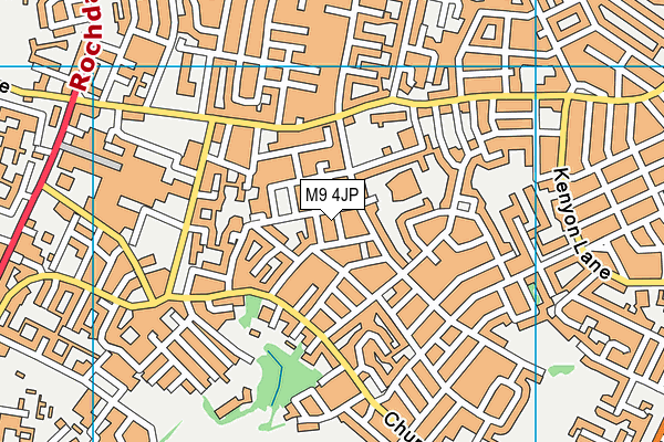 M9 4JP map - OS VectorMap District (Ordnance Survey)