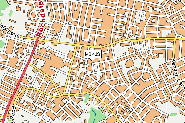 M9 4JS map - OS VectorMap District (Ordnance Survey)