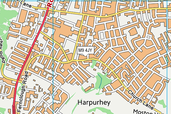 M9 4JY map - OS VectorMap District (Ordnance Survey)