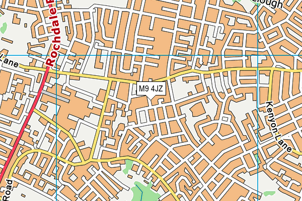M9 4JZ map - OS VectorMap District (Ordnance Survey)