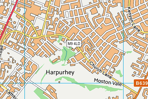 M9 4LD map - OS VectorMap District (Ordnance Survey)