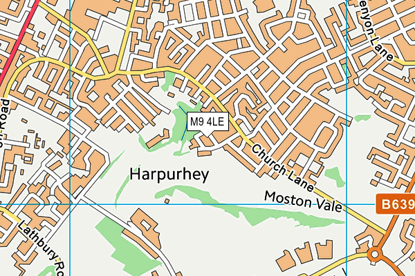 M9 4LE map - OS VectorMap District (Ordnance Survey)