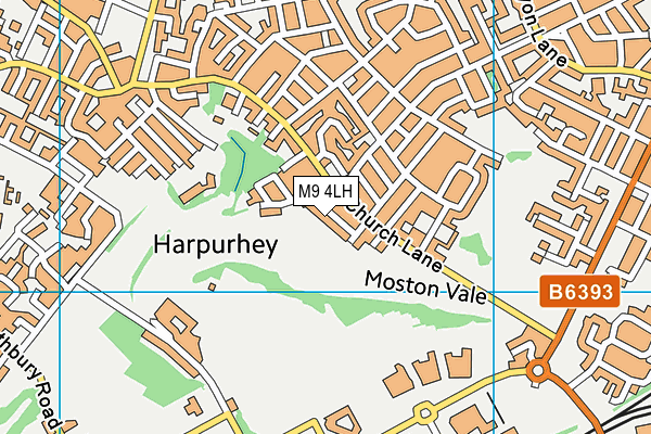 M9 4LH map - OS VectorMap District (Ordnance Survey)
