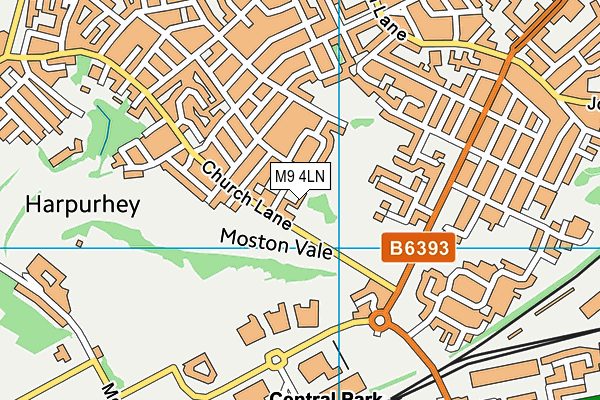 M9 4LN map - OS VectorMap District (Ordnance Survey)