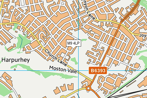 M9 4LP map - OS VectorMap District (Ordnance Survey)